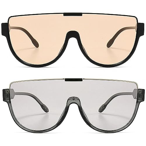 Image of Oversized Sunglasses Women Men Luxury Big Frame Mask Glasses Goggle Flat Top Clear Eye Protection Glasses Shade UV400