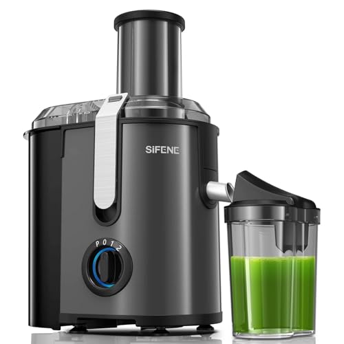 Image of SIFENE 800W Centrifugal Juicer Machine, 3.2 Inch Wide Mouth Fruit and Vegetable Extractor, 3 Speed Control Stainless Steel Juicers for Whole Foods, High Power Motor, BPA Free, Silver