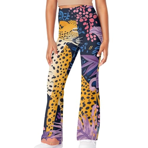 Kid Cute Print Workout Leggings Flare Yoga Pants Summer Long Soft Stretchy Girls High Waist Bell Bottom Trouser3