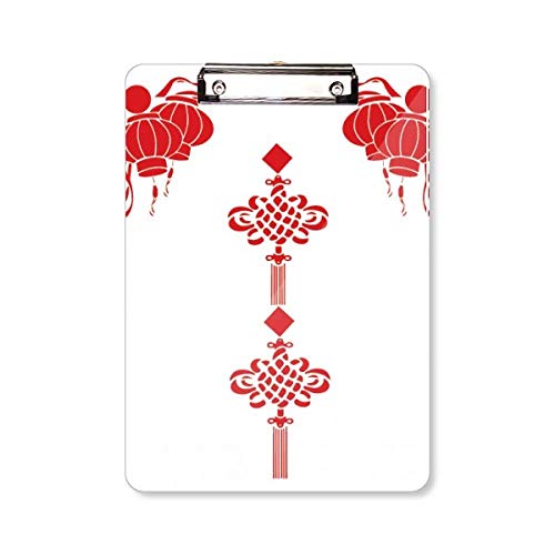 Porte-bloc A4 Red Lantern motif nœud chinois pour écrire partout sans table