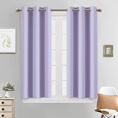 Yakamok Blackout Curtains for Bedroom - Grommet Thermal Insulated Room Darkening Curtains for Living Room, Set of 2 Panels (38 x 45Inch, Lilac)
