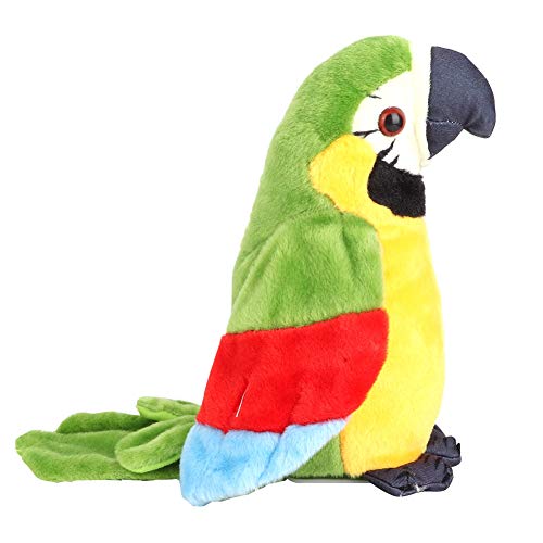 Construcción, Toy CUYT Juguete de Peluche, Felpa eléctrica de Loro de Peluche Que Habla, Felpa de Loro, para niños para niños(Green)