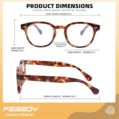 Image of FEISEDY Retro Vintage Round Blue Light Blocking Glasses Classic Eyewear Frame for Women Men B2349