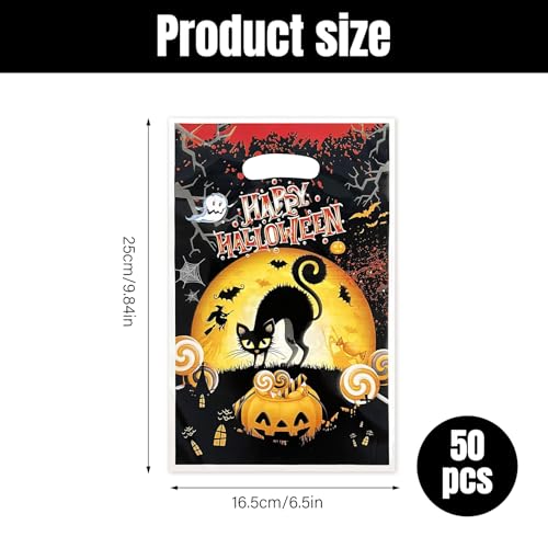 50 Stück Halloween Süßigkeitentüten, Halloween Tüte für Süßigkeiten, Geschenktüten Trick or Treat, halloween Sackerl, Süßigkeiten Tütchen, Trick or Treat Tasche für Kinder Party Deko