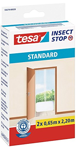 tesa® Insect Stop Hook & Loop Standard for Doors, Insect Screen - easy to mount, white, 2x 65cm x 220cm