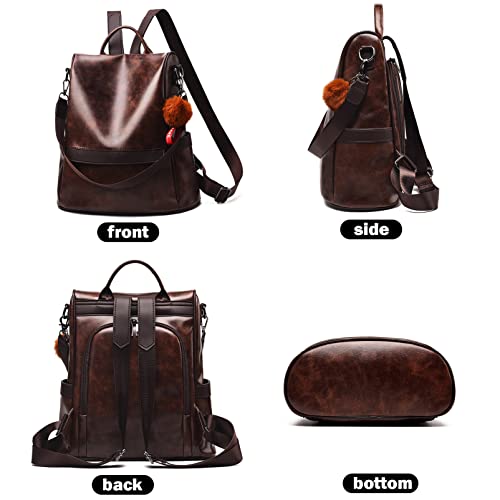 شنطة ظهر للنساء، شنطة يد مضادة للسرقة ومقاومة للماء، شنطة كتف كاجوال للسفر للنساء (اسود)