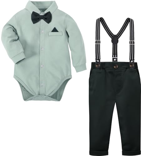 mintgreen Abbigliamento Neonato Maschio Battesimo,Completo Elegante Bambino Body Manica Lunga,