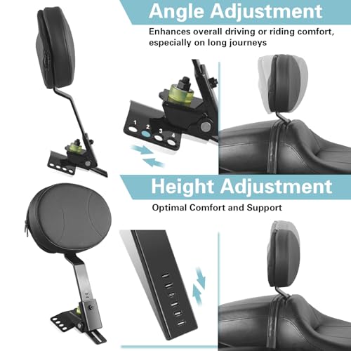 Image of Adjustable Driver Backrest for Harley Davidson, Motorcycle Rider Backrest Fit for Touring Street Glide Road King Road Glide Electra Glide 1997-2025, Black(FIXED BACKREST)