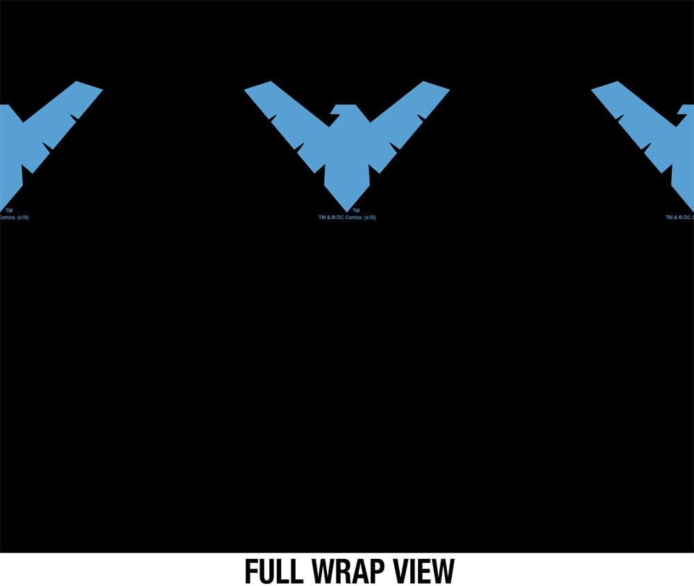 Batman OFFICIAL Batman Nightwing Logo Pattern 24 oz Insulated Canteen Water Bottle, Leak Resistant, Vacuum Insulated Stainless Steel with Loop Cap, Black