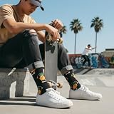 SockFly Pineapple Jump Dress Socks Funny Novelty Crazy Fun Design Men Size 8-12 Cotton Casual Crew Colorful Funky Fancy Socks Gift for Men