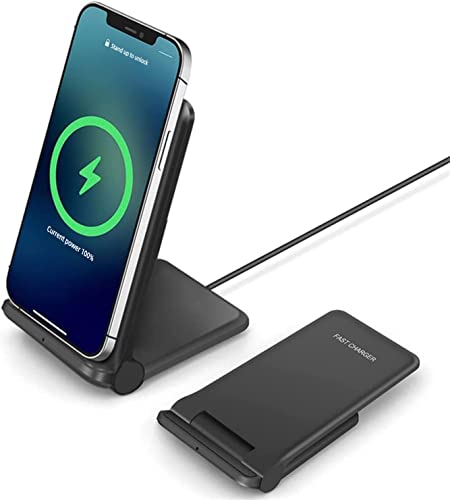 KLiHD Cargador Inalámbrico Plegable, 15W Rápido Qi-Certified Wireless Charger Estación Compatible con iPhone 13 12 11 Pro MAX XR X 8 Plus Samsung Galaxy S21 S20 S10 Note10 AirPods Huawei Xiaomi etc