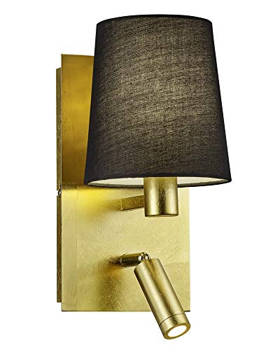 Preisvergleich Produktbild Trio Leuchten Marriot 271470279 Wandleuchte, Metall, Gold, Stoffschirm Schwarz