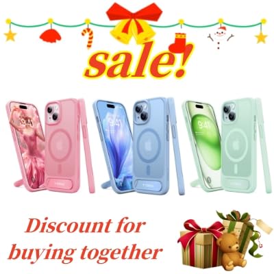 TORRAS Magnetic & Stand Designed for iPhone 15 Case Suit with Magsafe, Pink & Blue & Green