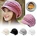 DCEHGEW Women's Winter Solid Color Versatile Warm Outdoor Ski Knit Hat Fashion Plush Fleece Thick Beret-Beige-55-58 Cm/21.6-22.8 in