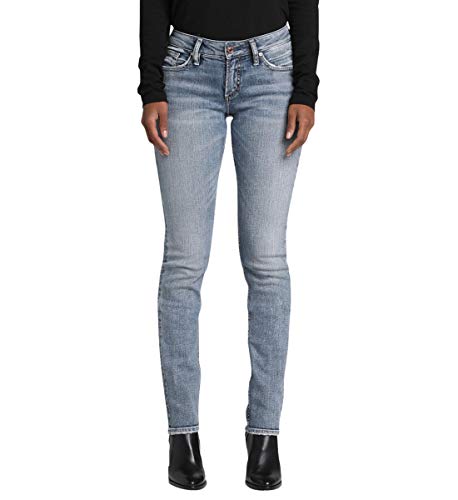 Silver Jeans Co. Women's Suki Mid Rise Curvy Fit Straight Leg Jeans