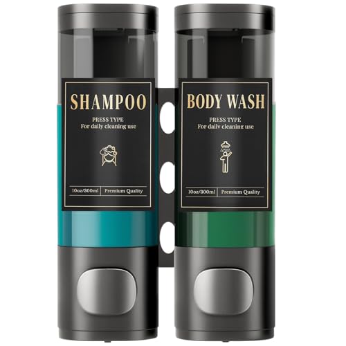 Image of Luxspire Shampoo and Conditioner Dispenser, Shower Soap Dispenser 2-Chamber | Lockable Large Capacity 600ml No-Drill Wall-Mounted Shampoo and Body Wash Dispenser for Bathroom Hotel Kitchen Airbnb
