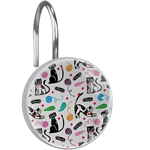 Crochets rideau de douche en acier inoxydable durable avec finitions chat soignees - 2