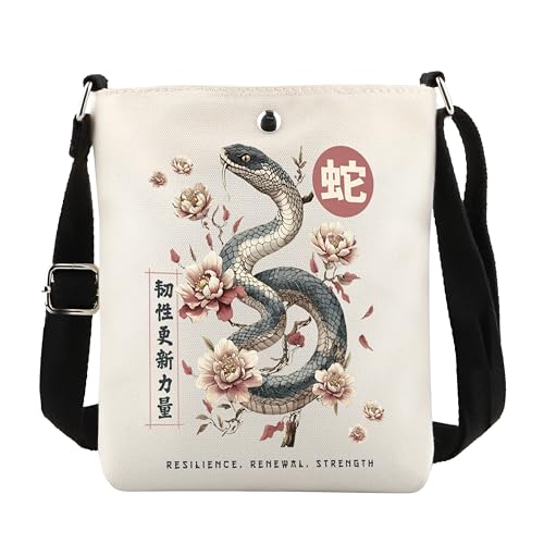 POFULL Snake Lover Gift Chinese Zodiac Gifts Chinese The Year Of The Snake Crossbody Bag