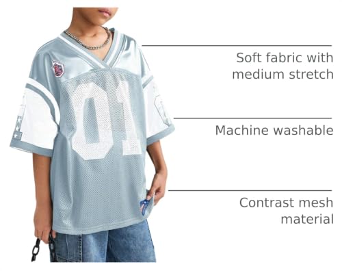 Image of Verdusa Girl's Jersey Shirts Y2k Tops Letter Print Soccer Half Sleeve Number T Shirt