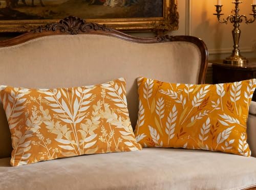 Housse de Coussin 50x70cm Velours Orange Rectangulaire avec Fermeture Eclair Invisible