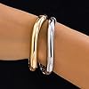 Impurain Gold Bangle Bracelets for Women 18K Gold Plated Wide Wire Chunky Cuff Bracelets Trendy Hinged Cuff Open Wide Chunky Gold Bracelet Irregular Minimalist Bangle Jewelry … #2