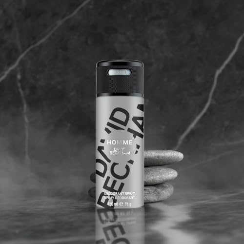 Image of David Beckham Homme Deodorant Spray for Men | Citrus, Ginger & Black Pepper | Leather & Cashmere Wood Fragrance | 150ml