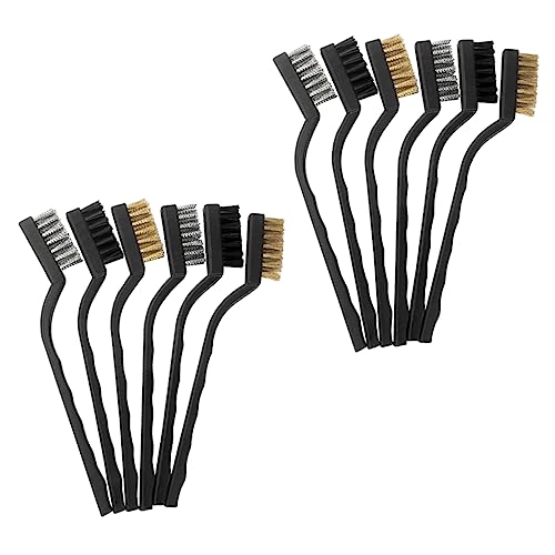KICHOUSE Wire Brush Tool Set 12pcs Mini Wire Toothbrushes for Cleaning Brass Brush Efficient Cleaning Without Scratching for Industrial Use