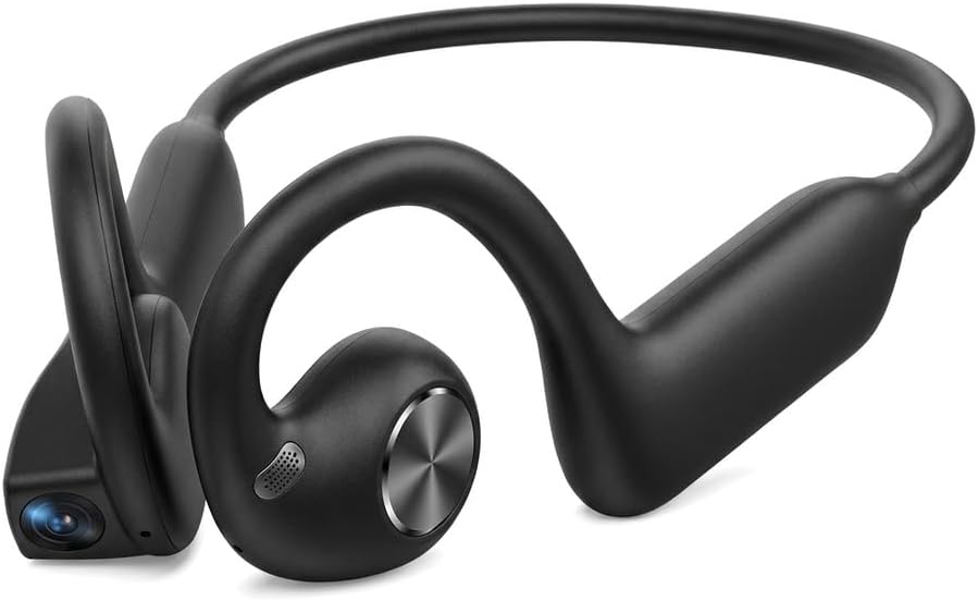 Bone Conduction Headphones with Camera, 4K Photo & 1080P Video, Translation