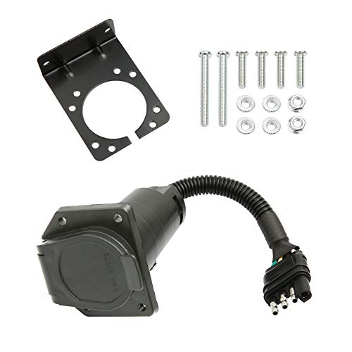 MITZONE 4-Way Flat to 7-Way Round Blade Trailer Light Adapter