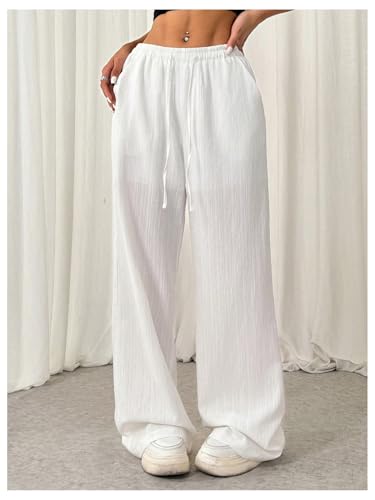 SHENHE Women's Wide Leg Pants Textured Baggy Pants Trousers Casual Lounge Y2k Pants4