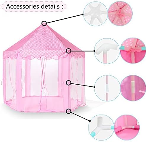 MonoBeach Princess Castle Play Tent Kids Play House with Star Lights Girls Pink Play Tents Toy for Indoor & Outdoor Games 6 41rmNWxTL L. AC