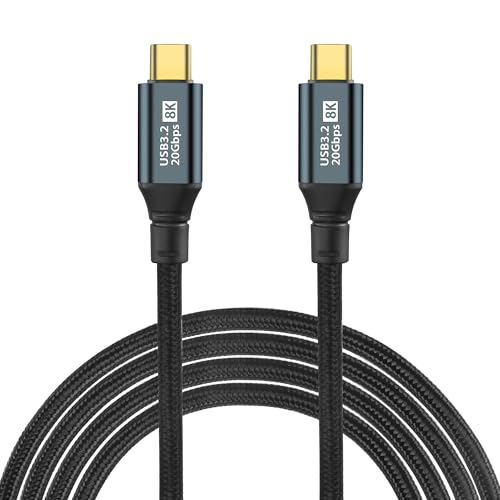 GELRHONR PD100W USB C to USB C Data Cable, USB Type C 3.2 Gen 2 Cable 20V 5A Fast Charging 20Gbps Data Transfer Support 8K Video Output Compatible with Type-C Devices (3M/9.8Ft)