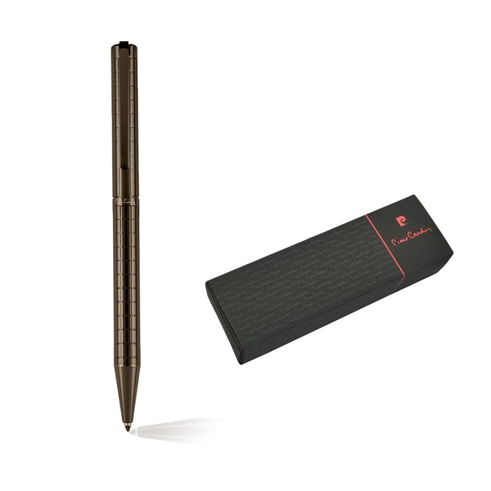 Pierre Cardin® ESPACE Kugelschreiber mit Gravur | Premium Stift Etui | blaue Mine | edel | personalisiertes Geschenk | Namen | graviert | Jahrestag | Geburtstag (Gunmetal)