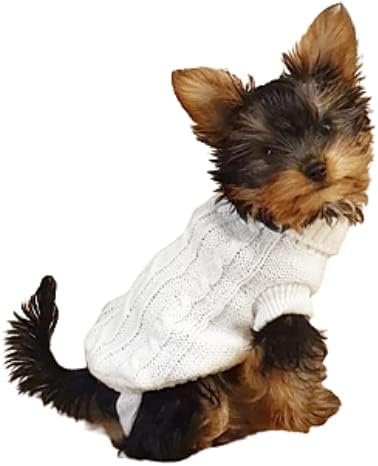 Knit Chihuahua Coat - Jumper for Small Puppies Teacup & Miniature Breeds (Ivory Cream White) - Image 4