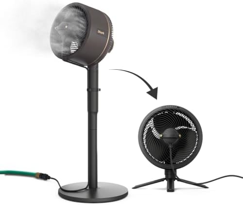 Shark FlexBreeze 2-in-1 Fan with Misting Attachment, Charcoal, FA...