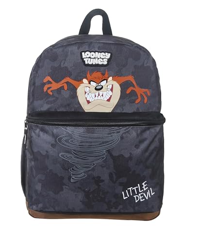 Mochila de Costas G - Com Estampa do Taz, Bolso Lateral Porta Garrafa - Looney Tunes | Dermiwil