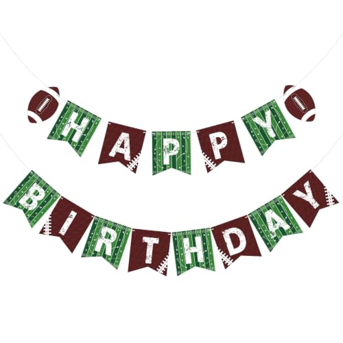 Image of Hooqict Happy Birthday Banner Football Birthday Party Decorations Football Party Banner Garland for Sport Theme Game Day Decorations Supplies