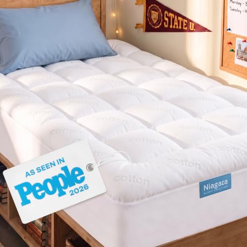 Niagara Sleep Solution 100% Cotton Top Twin XL Mattress Pad, Pillow Top