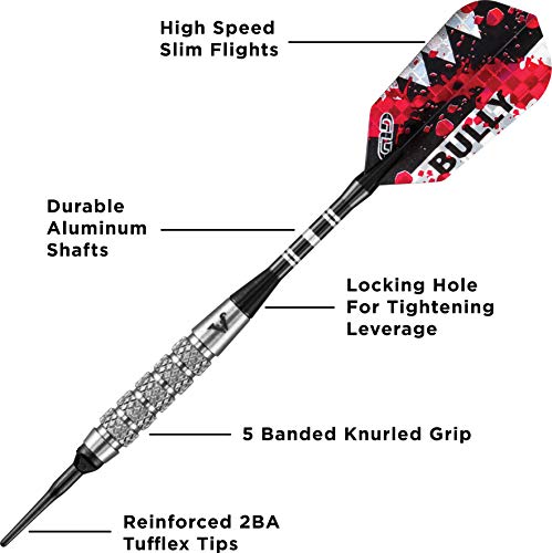 Viper Bully 80% Tungsten Soft Tip Darts With Storage/Travel Case, Coarse Knurling, 18 Grams #TOP2
