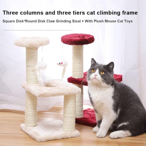Cythyun CYTHYUN-OGDO9X Three-Tier, Three-Post Cat Climbing Frame Sisal Cat Scratching Post Kitten Toys Stress Relieving Fun Toys thumb #1