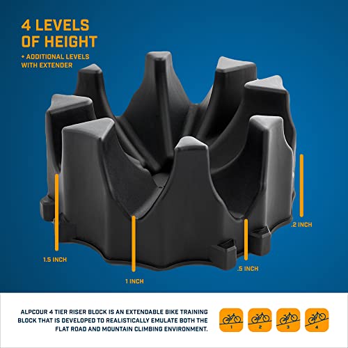 Alpcour Bike Trainer 4-Tier Riser Block For Front Wheel With Anti-Skid Design – Compatible With Stationary Mountain And Road Bikes For A Natural Riding Position Set-Up With Extender #TOP2