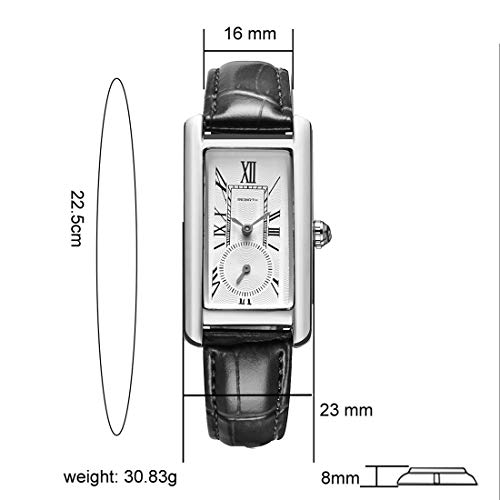 Image of Quartz Watch for Women, Lady Stylish Square Dress Watch with Leather Strap and Sapphire Crown