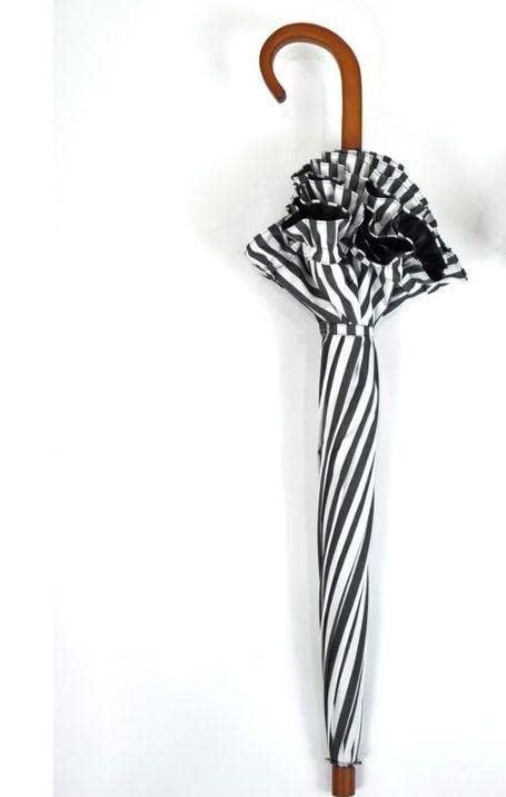 サンバリア100 2段折フリル白黒ストライプ サンバリア100 3段折