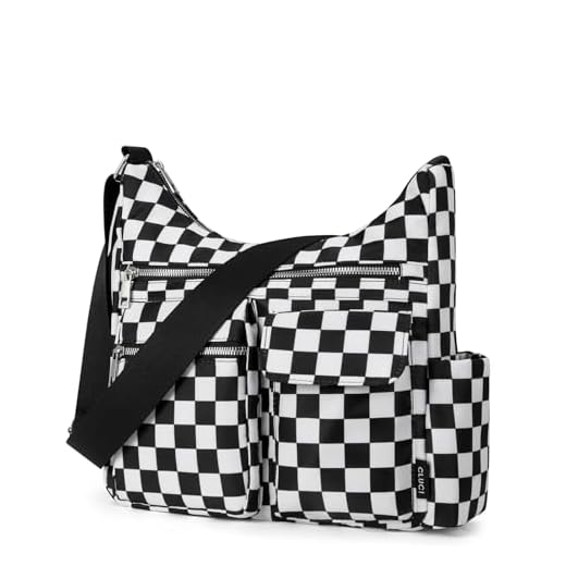 CLUCI Bolsas transversais para mulheres, bolsa de ombro para mulheres, bolsa de mão de nylon à prova d'água, Z-a-preto com branco