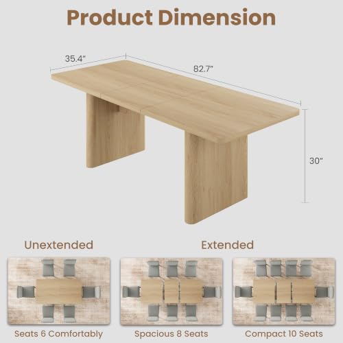 Image of GarveeHome Rectangular 63 inch-82.7 inch Extendable Dining Table with Round Corner