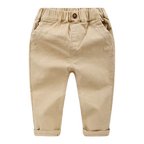 Deniy Baby Boys Cotton Linen Thin Casual Slim Pants, Khaki, 4-5T #TOP25