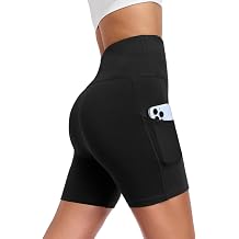 DAYOUNG Women Yoga Shorts High Waist Tummy Control Workout Biker Running Athletic Compression Short with Pockets