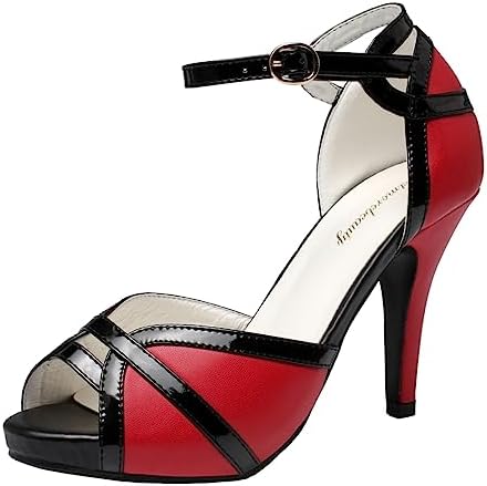 getmorebeauty Peep Toe Red Heels for Women Sexy Strappy High Heels Ankle Strap Heeled Sandals