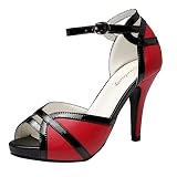 getmorebeauty Peep Toe Red Heels for Women Sexy Strappy High Heels Ankle Strap Heeled Sandals