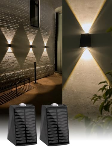 Solar Wall Lights Outdoor Up and Down Sconce Waterproof for House, Door